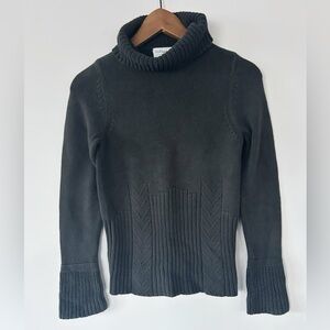 Villager Vintage Black Turtleneck Sweater w/Rib Detail, preloved, Size Med